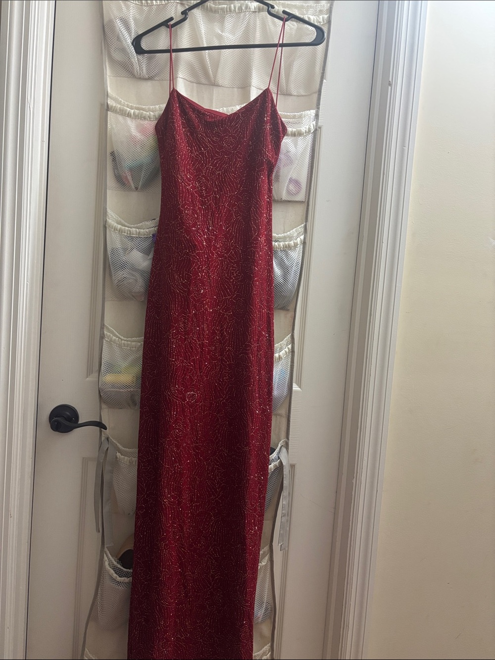 City Triangles Red and gold glitter roses Maxi Slip Dress